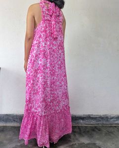 Flowy Pink Floral Maxi Dress