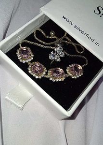 Stunning Crystal &amp; Amethyst Jewelry Set