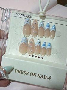 Blue French nails
