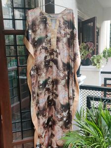 New Beautiful Satin Brown Kaftan with A Belt...
