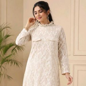 Elegant Lace Kurta with High Neck