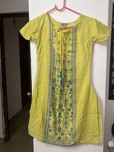 Yellow Embroidered Kurta