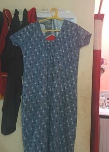 Blue Floral Print Nighty