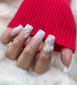 Elegant 3D Floral Nail Art Extensions
