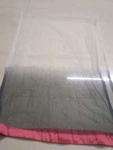 Beautiful Grey Dupatta with Pink Border