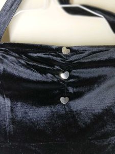 Elegant Black Velvet Halter Dress