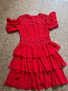 Vibrant Red Tiered Dress