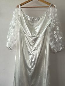 Off-Shoulder White Floral Wedding gown (SHEIN)