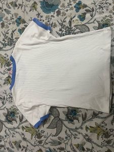 White Ringer Tee with Blue Heart