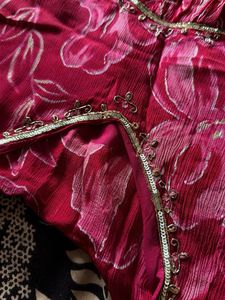 Vibrant Floral Print Saree with Sequins