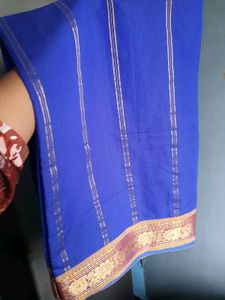 Blue Cotton saree with Blouse