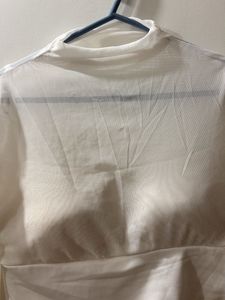 Sheer Mock Neck Long Sleeve Top
