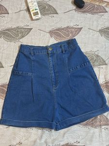 Blue Denim Short for Women | High Waist | Casual