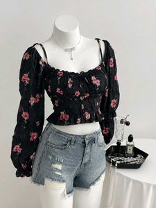 Floral Print Smocked Crop Top