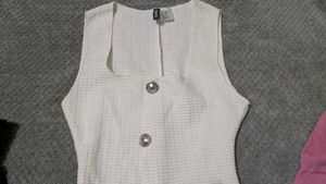 White Textured Sleeveless Top