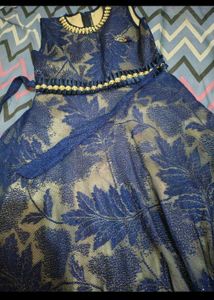Elegant Blue Leaf Print Lehenga Choli