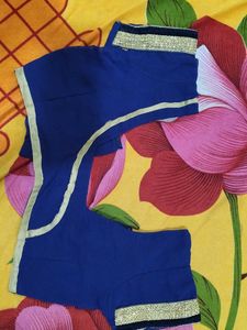 Elegant Royal blue net saree golden embroidery