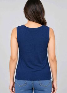 Stylish Navy Blue Sleeveless Knit Top