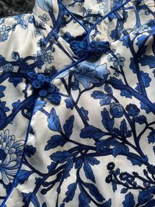Imported Blue Floral Chinese Style Dress