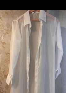 Trendy Long White Shrug, Full Length