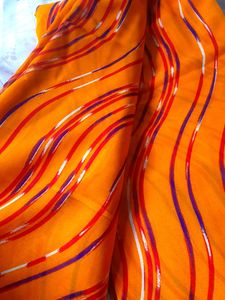 Organge Georgette Saree With Blouse Peice