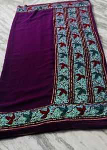 Handwork Purple  Saree