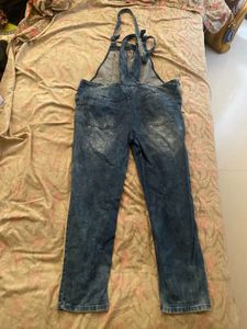 Distressed Denim Overalls