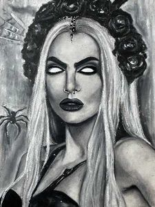Eerie Charcoal Portrait - Gothic Wall Art