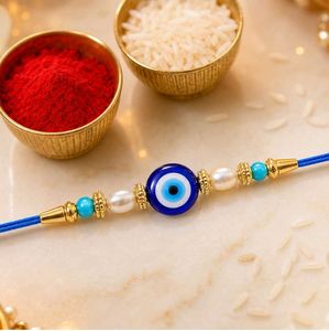 Blue Rakhi with Evil Eye Charm