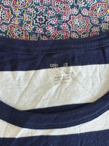 Gap Women Striped 3/4th Sleeve Top