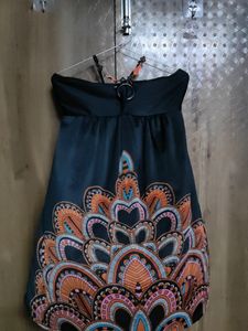 Patterned Strapless Mini Dress