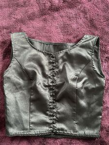 Satin Blouse with Button Detail
