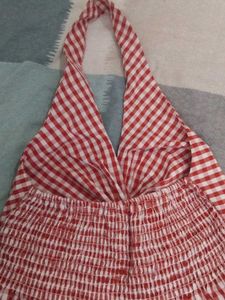 Red Gingham Halter Neck Top