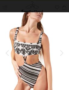 Stylish Monokini with Aztec and Stripe Print