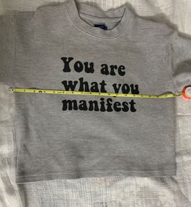 Grey Graphic Print Cropped Waffle Knit T-Shirt