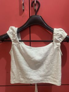 White Ruched Crop Top
