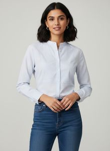 Classic Striped Band Collar Shirt