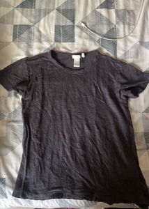 H&m Duo Basic Grey and White Linen T-Shirt