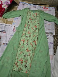 Vibrant green Kurta with gold balls