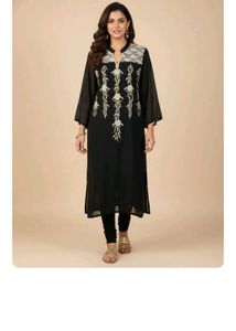 Elegant Black Embroidered Kurta