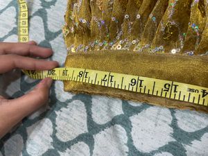 Orange And Golden Kurti And Skirt Set Without Dupatta