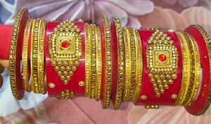 Red & Gold Bridal Bangles Set