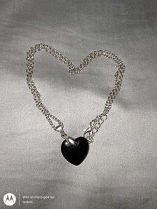 y2k black heart necklace pendant + free ring