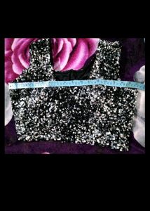 Maroon Sequinned Ruffled Saree
