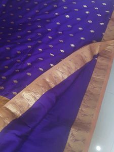 Purple(violet) Pattu &amp; Gold Imitation Zari Saree