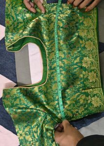 Elegant Green Brocade Saree Blouse