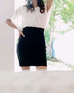 White And Black Bodycon Midi