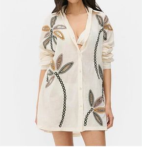 Embroidered Oversized Shirt or Beach Cover-Up