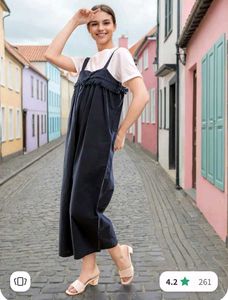 Stylish Dark Blue Cotton Jumpsuit