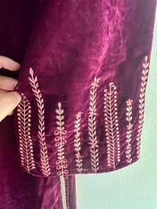 Velvet Embroidered Suit set with pant &amp; dupatta